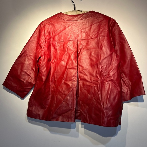 Neiman Marcus NWOT Vintage Short Red Cape Style Leather Jacket Sz XL Y2K - Picture 7 of 14
